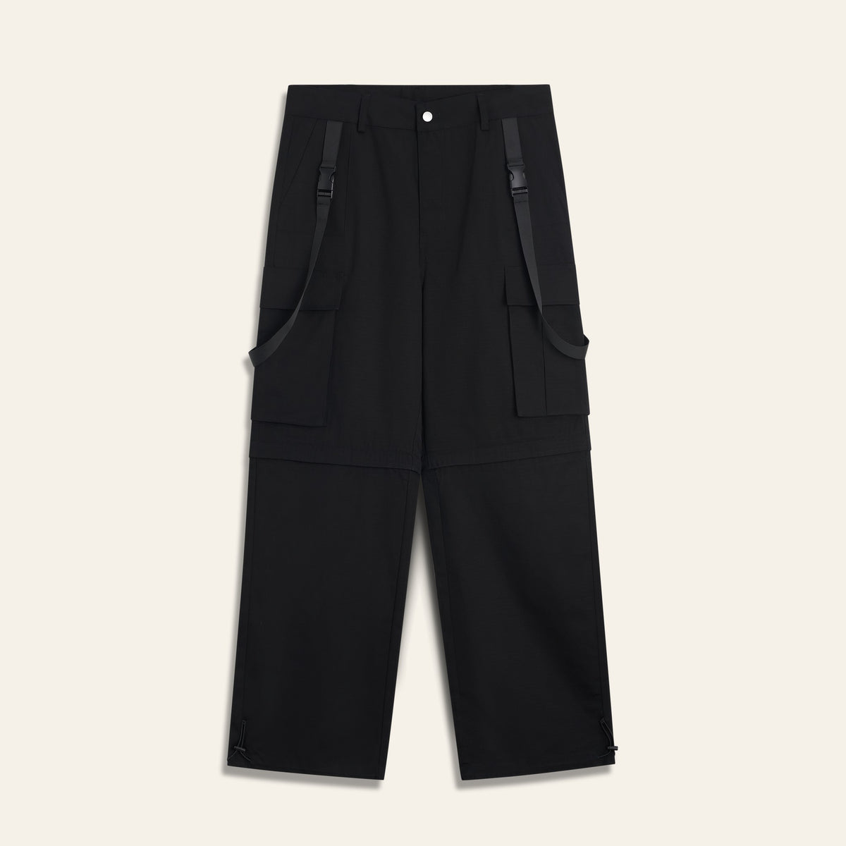 GRITMONK TRAIL black wide-leg cargo: front, full length